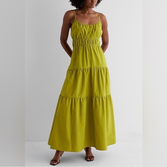 Express Dresses & Skirts - EXPRESS Pleated Tiered Poplin Maxi Dress NWOT Size XS
